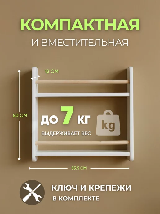 Папа Рядом Полка настенная навесная, белый, фото 2