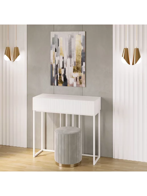 Make Mebel Консоль, туалетный столик Фокстрот 90х35х85 Белый, 90x35x85