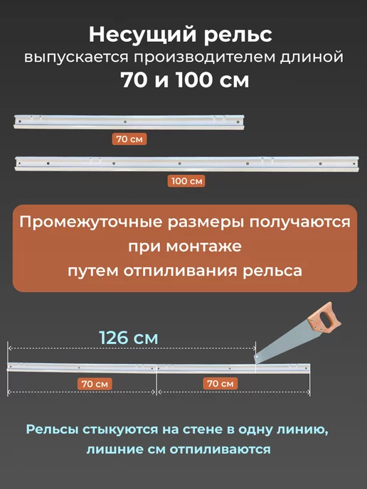 Титан-GS Гардеробная система настенная для вещей и одежды 156х35 см, титан, в упаковке 22,3 кг, фото 5