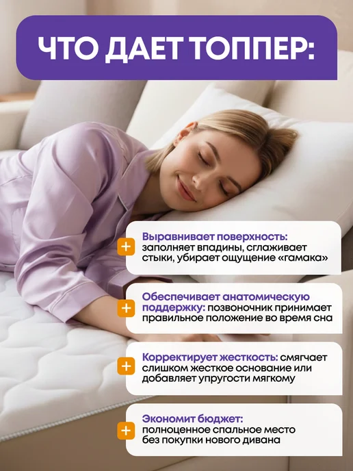 Царские перины Матрас топпер на кровать и диван 160х200 см, 160x200 см, фото 4
