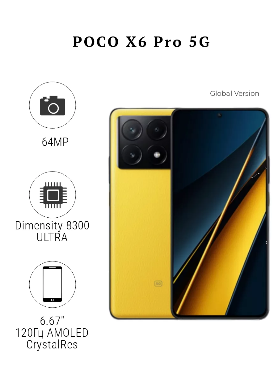 POCO X6 Pro 12/512 Гб 5G Желтый Xiaomi 206865174 купить за 35 476 ₽ в  интернет-магазине Wildberries