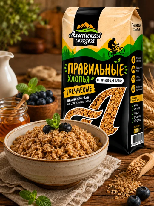 алтайская сказка Хлопья гречневые, 400 г, 6 шт, 400 г, 3 шт, фото 2