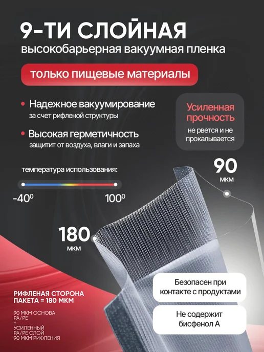 ПАКСИМУС Пакеты для вакууматора рифленые 28х500 см, 100 шт, фото 4