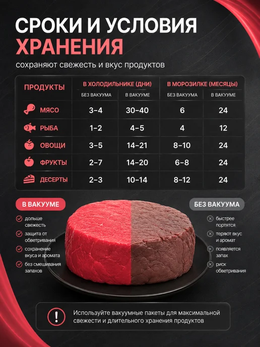 ПАКСИМУС Пакеты для вакууматора рифленые 28х500 см, 100 шт, фото 6