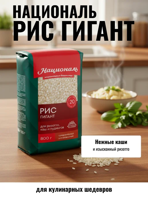 Националь Рис Гигант 800 г, крупный, 800 г