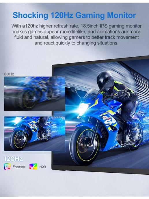 Uperfect 18,5-дюймовый игровой монитор, IPS-экран, 120 Гц, вариант, фото 8