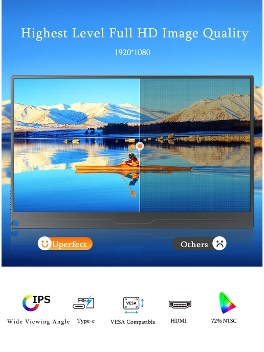 Uperfect Портативный 15,6-дюймовый FHD -монитор с кожаным чехлом, вариант, фото 2