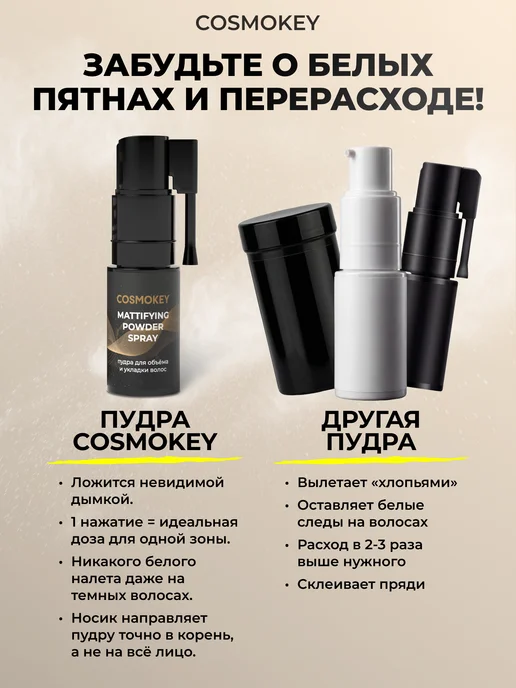 Cosmokey Спрей пудра для объема и укладки волос у корней стайлинг, белый, фото 7