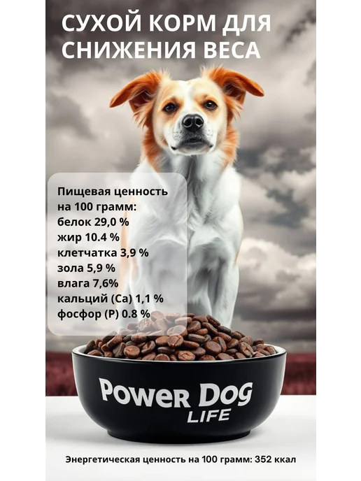 Сухой корм PowerDogLife Диетический Кг. для собак, средние, 1,5 кг, фото 2