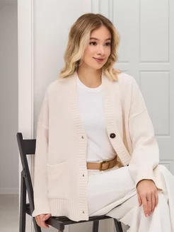 Кардиган оверсайз вязаный на пуговицах с карманами Buy & Style 207208300 купить за 1 595 ₽ в интернет-магазине Wildberries