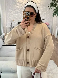 Кардиган оверсайз вязаный на пуговицах с карманами Buy & Style 207208302 купить за 1 808 ₽ в интернет-магазине Wildberries