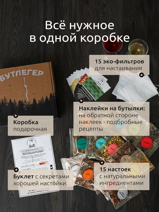 Бутлегер Настойки для самогона подарочный набор для приготовления, вариант, фото 3
