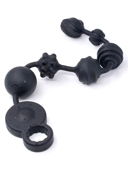 Trestsex Большая анальная цепочка BLACK ANAL BEADS VIBRO 43см, черный, фото 5