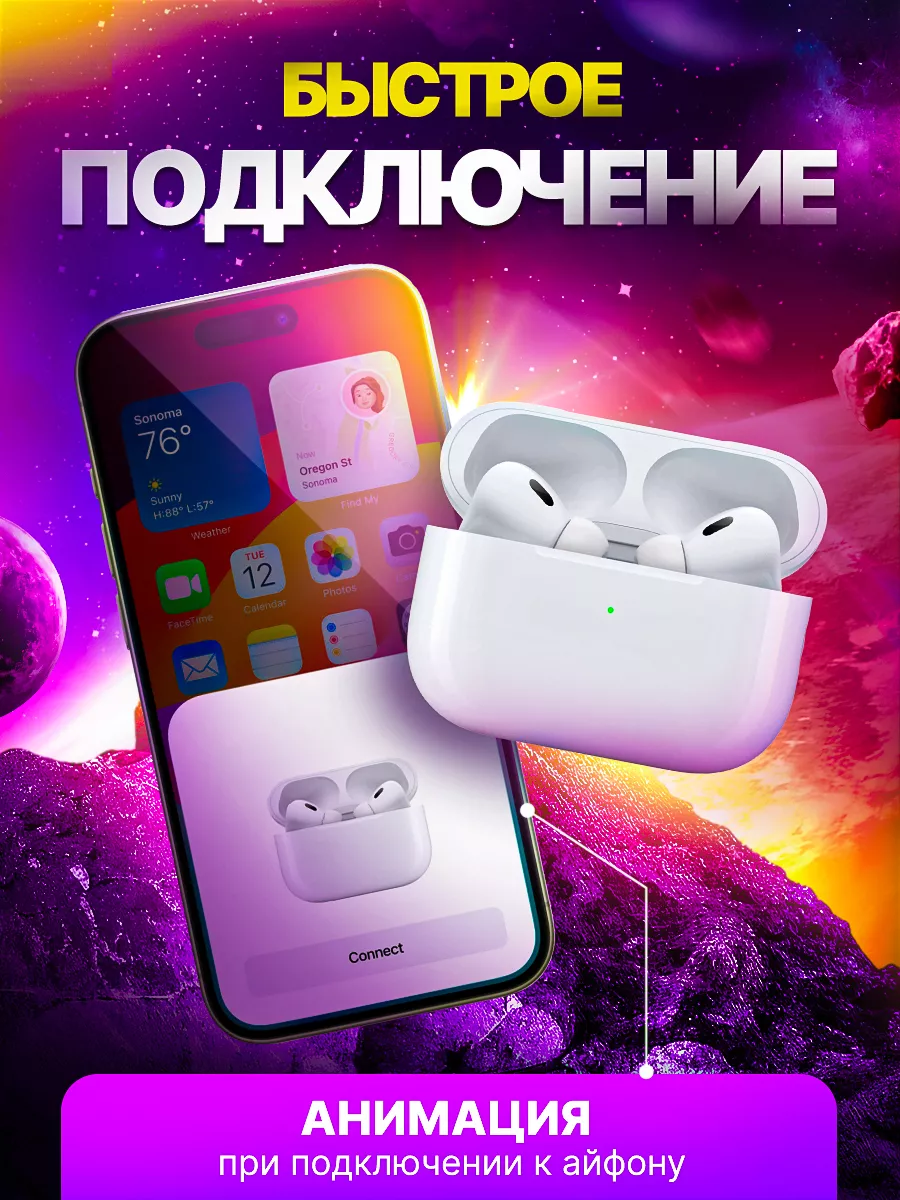 Наушники беспроводные A.Pods Pro 2 для iPhone и Android Cosmic Bass  207321379 купить за 797 ₽ в интернет-магазине Wildberries