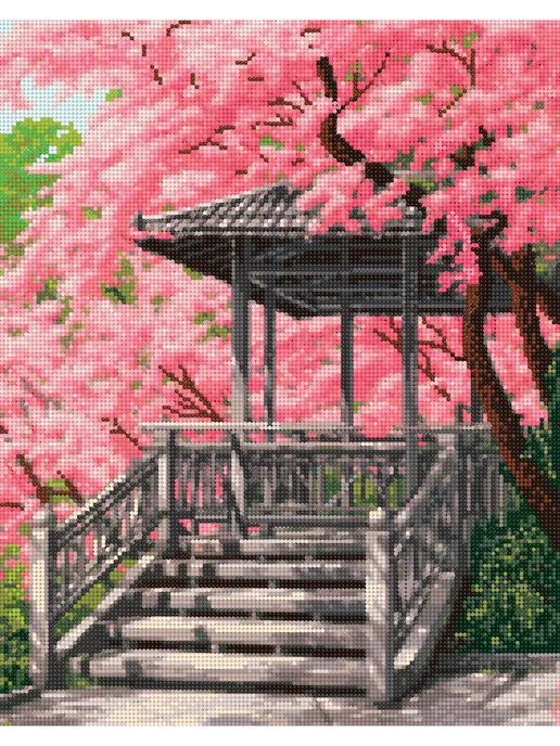 Art on Canvas Японская беседка Алмазная мозаика на подрамнике 40х50 см, 40x50 см, фото 2