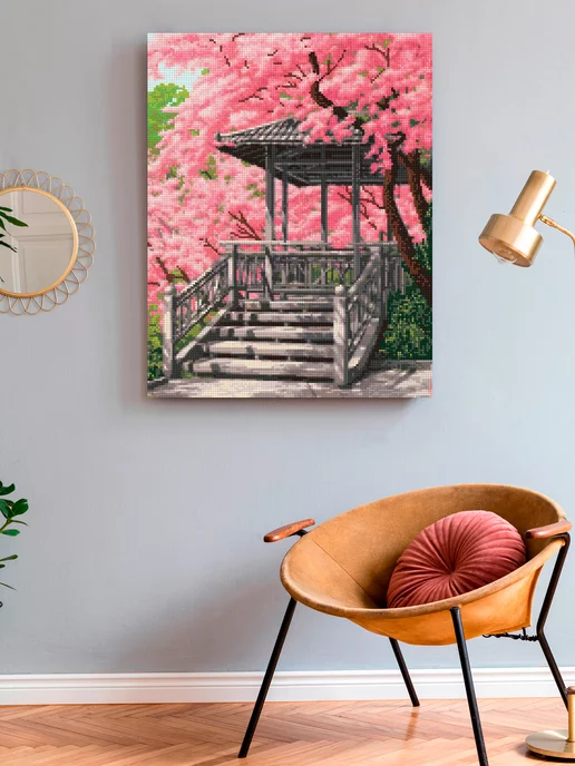 Art on Canvas Японская беседка Алмазная мозаика на подрамнике 40х50 см, 40x50 см, фото 3