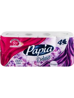 Бумага туалетная PAPIA Deluxe Dolce Vita 4-слоя 8шт 207436673 купить за 408 ₽ в интернет-магазине Wildberries