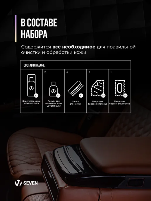 SEVEN Набор для ухода за кожей автомобиля, вариант, фото 2