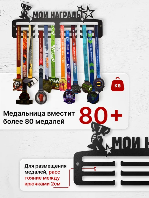 МОИ ПОБЕДЫ Медальница металлическая Мои награды, черный, фото 5