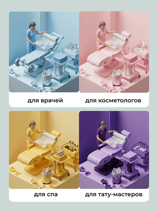Одноразовые простыни СММС 70х200 см в рулоне 100 шт, 100 шт, фото 5