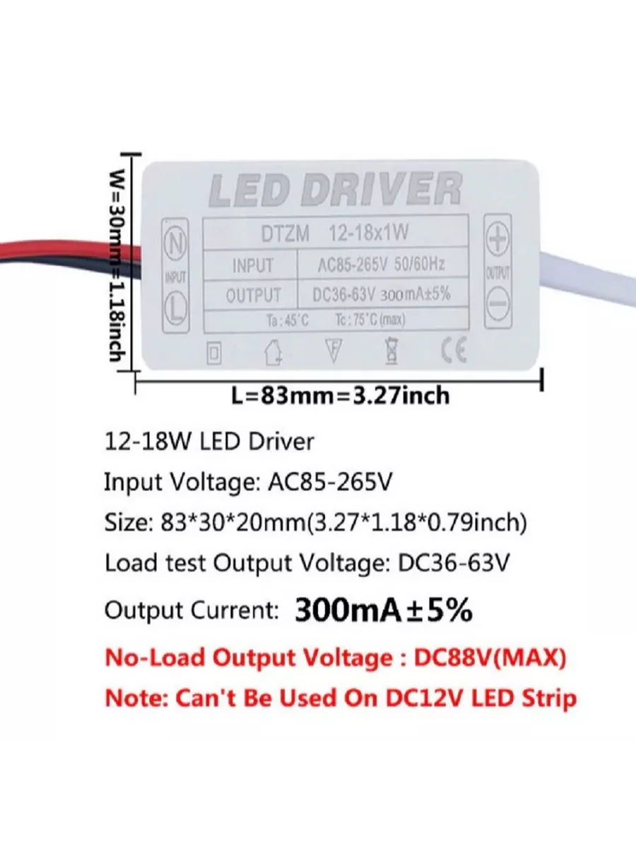 LED Driver Светодиодный драйвер 12-18x1w 300mA