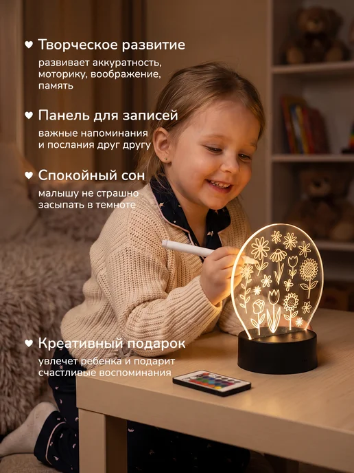 Хевель Ночник проектор с маркерами для рисования, синий, фото 2