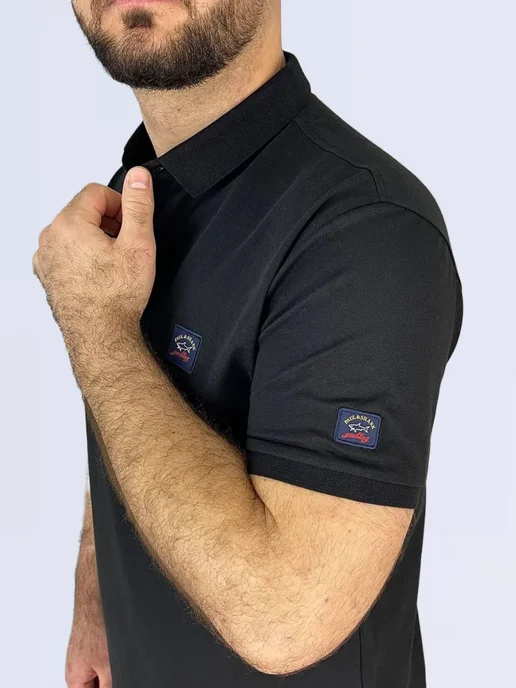 Comfycloth Футболка-поло с коротким рукавом, черный, фото 3