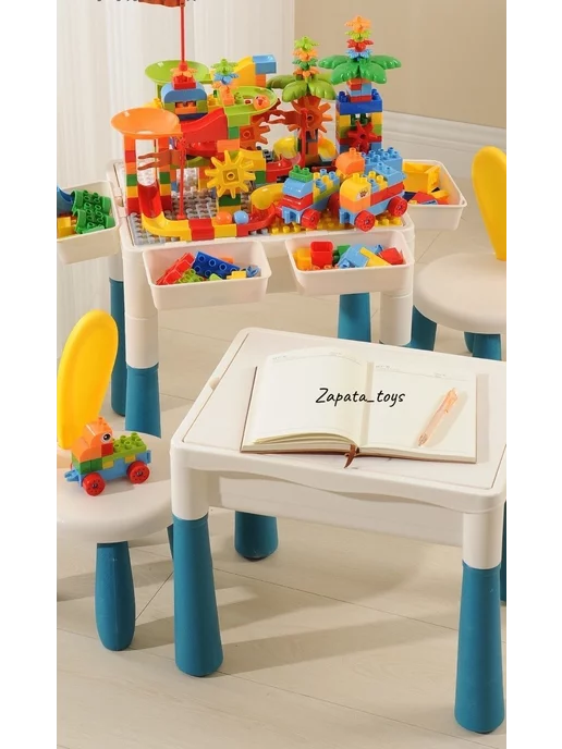 Zapata_toys Конструктор Стол и стул детский игровой развивающий от года, 2 шт, фото 3