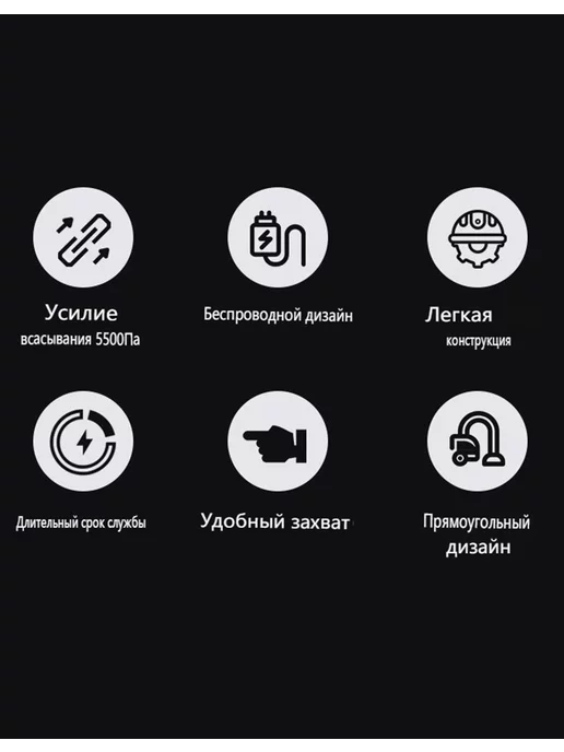 EAFC Пылесос для автомобиля беспроводной мощный 5500Па, белый, фото 3