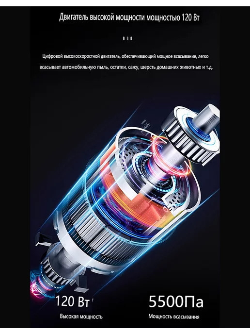 EAFC Пылесос для автомобиля беспроводной мощный 5500Па, белый, фото 6
