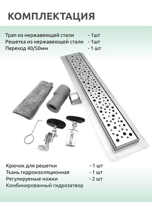 TIM Трап для душа 550мм 70мм, серый, фото 6