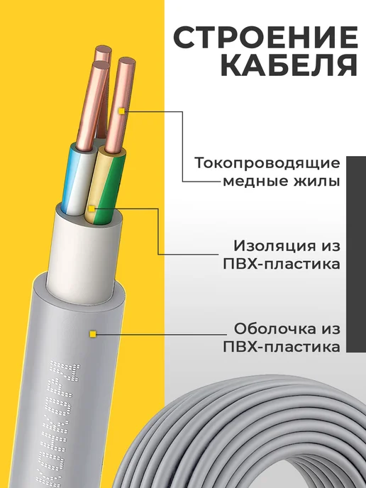 КОНКОРД Силовой кабель 3х2.5мм ГОСТ 25 м NUM-J медный, вариант, фото 2