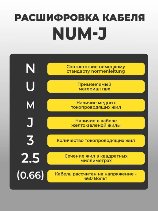 КОНКОРД Силовой кабель 3х2.5мм ГОСТ 25 м NUM-J медный, вариант, фото 8
