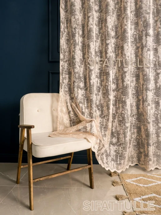 SIFATTULLE Шторы тюль длинная на кухню 200х250 готовая на ленте, 200x250, фото 3