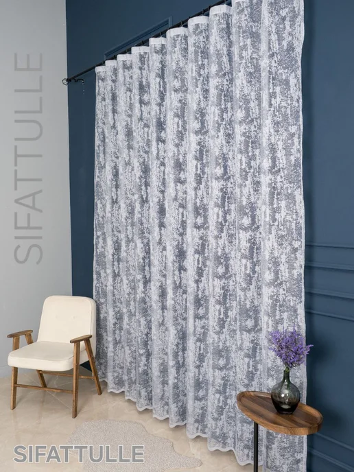 SIFATTULLE Шторы тюль длинный на кухню 200*250 в спальню готовая, 200x250, фото 3