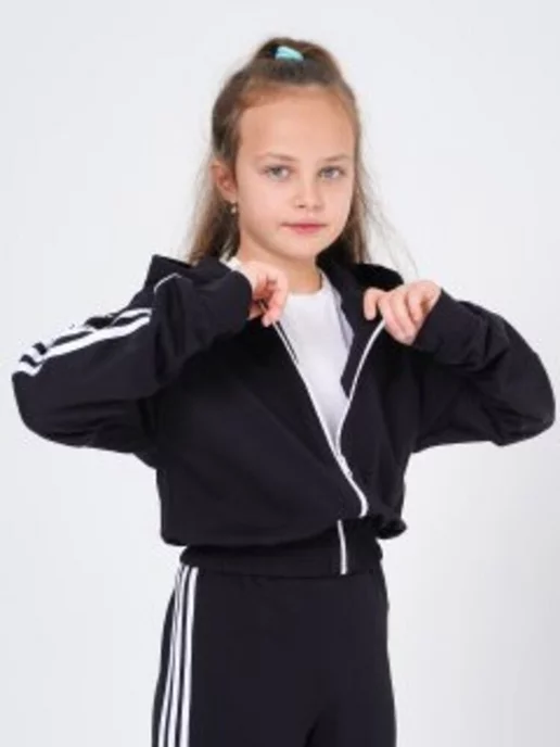 abm fashion Костюмы трикотажный с брюками палаццо, черный, фото 3