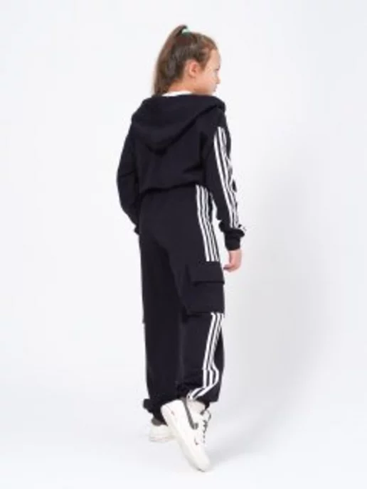 abm fashion Костюмы трикотажный с брюками палаццо, черный, фото 4