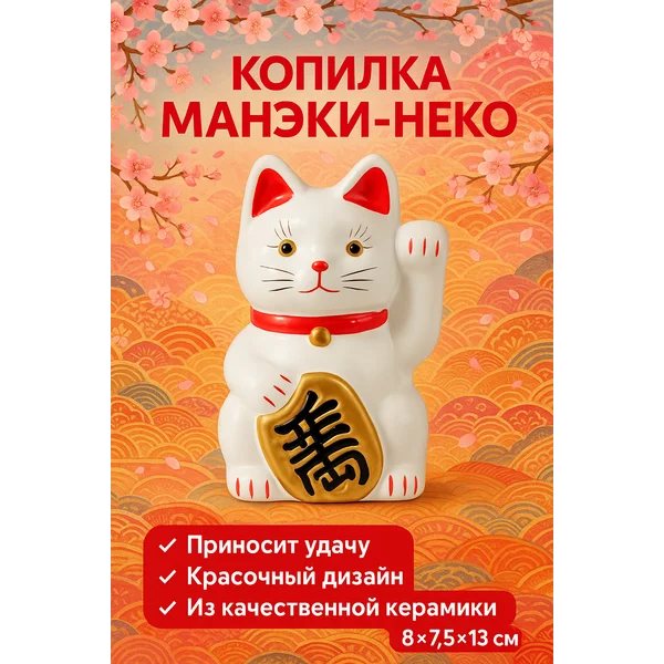Копилка для денег Манэки-неко керамика