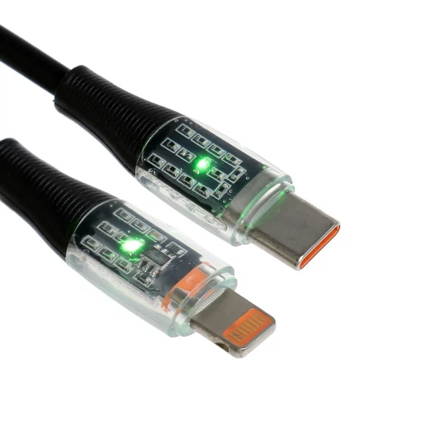 Кабель, 3 А, Type-C — Lightning, 20 W, прозрачный, 1 м