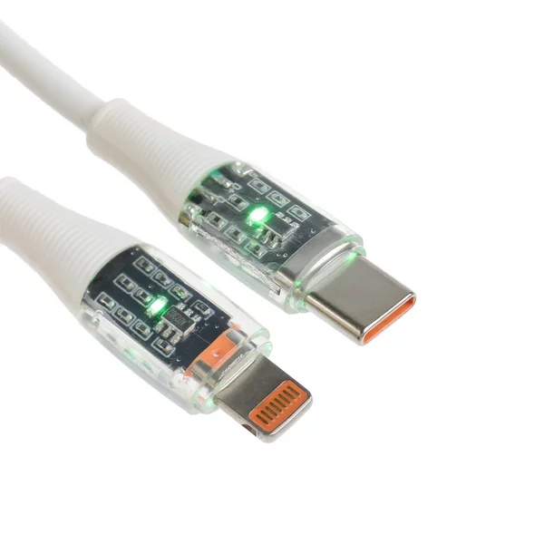Кабель, 3 А, Type-C — Lightning, 20 W, прозрачный, 1 м