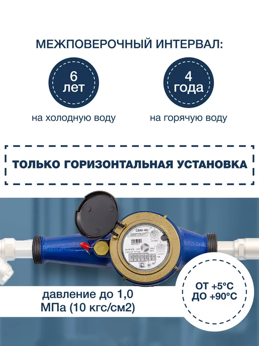 Бетар Счетчик воды промышленный СВМ-40, вариант, фото 2
