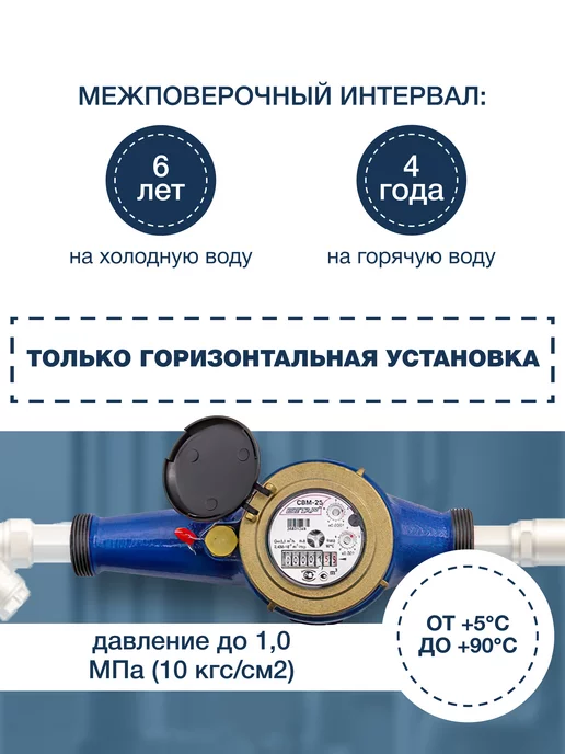 Бетар Счетчик воды промышленный СВМ-25, вариант, фото 2