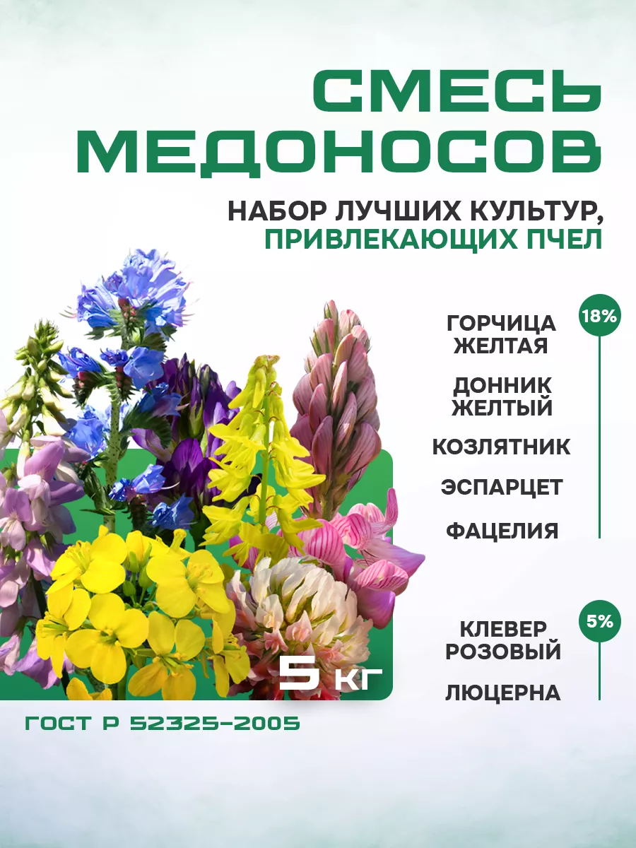 Смесь семян медоносов-сидератов для пчел-5кг БЕРИМИР 208200310 купить за 1  498 ₽ в интернет-магазине Wildberries