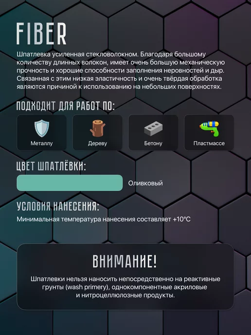 NOVOL Шпаклевка автомобильная со стекловолокном FIBER 0,2 кг, 1,8 кг, фото 2