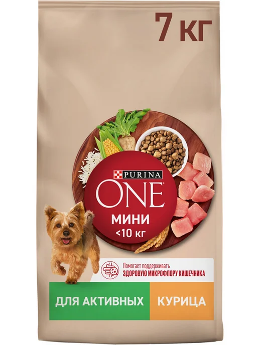 Сухой корм PURINA ONE Активная Активных для собак, мелкие, курица, 7 кг, фото 3