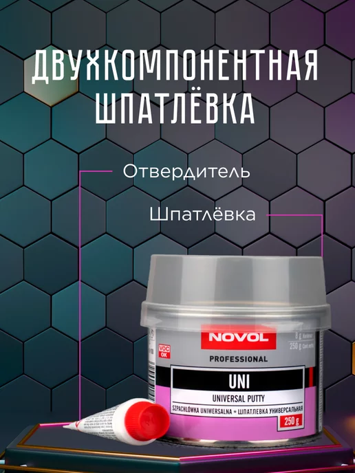 NOVOL Шпаклевка автомобильная со стекловолокном FIBER 0,2 кг, вариант, фото 3