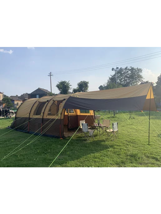 MirCamping - туризм и активный отдых Палатка Дом туристическая 4-8 местная двухслойная с тамбуром, желтый, фото 2
