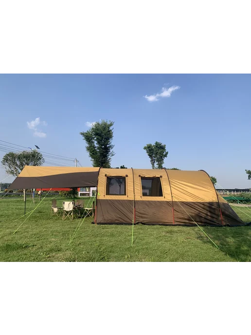 MirCamping - туризм и активный отдых Палатка Дом туристическая 4-8 местная двухслойная с тамбуром, желтый, фото 3