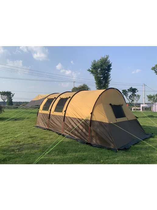 MirCamping - туризм и активный отдых Палатка Дом туристическая 4-8 местная двухслойная с тамбуром, желтый, фото 5