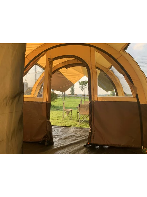 MirCamping - туризм и активный отдых Палатка Дом туристическая 4-8 местная двухслойная с тамбуром, желтый, фото 7